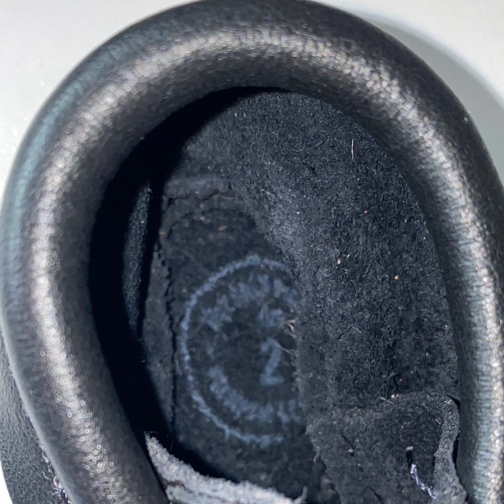 Freshly Picked Midnight Black Baby Leather Penny Loafers. Size 2